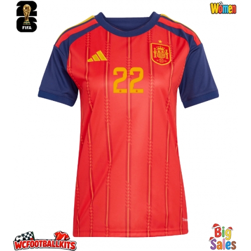 Spain Pau Cubarsi #22 Replica Home Stadium Shirt for Women World Cup 2026 Short Sleeve
